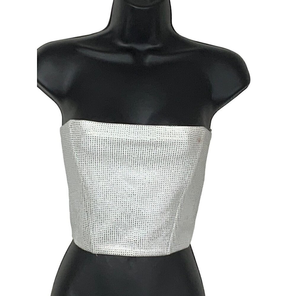 Zara women's strapless tube top small silver